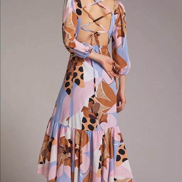 Anthropologie Bloom Wrap Midi Dress Hutch - Picture 2 of 10